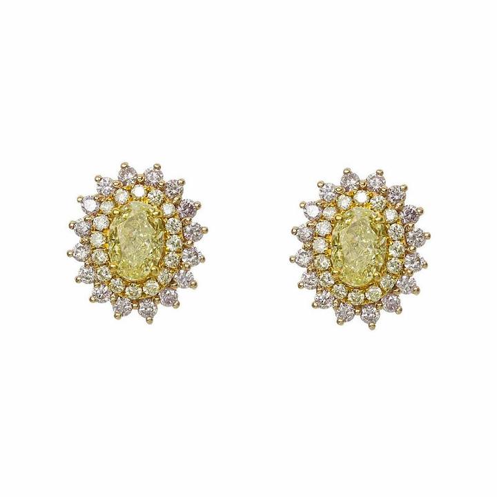 1 1/2 Ct. T.w. Genuine Yellow Diamond Stud Earrings
