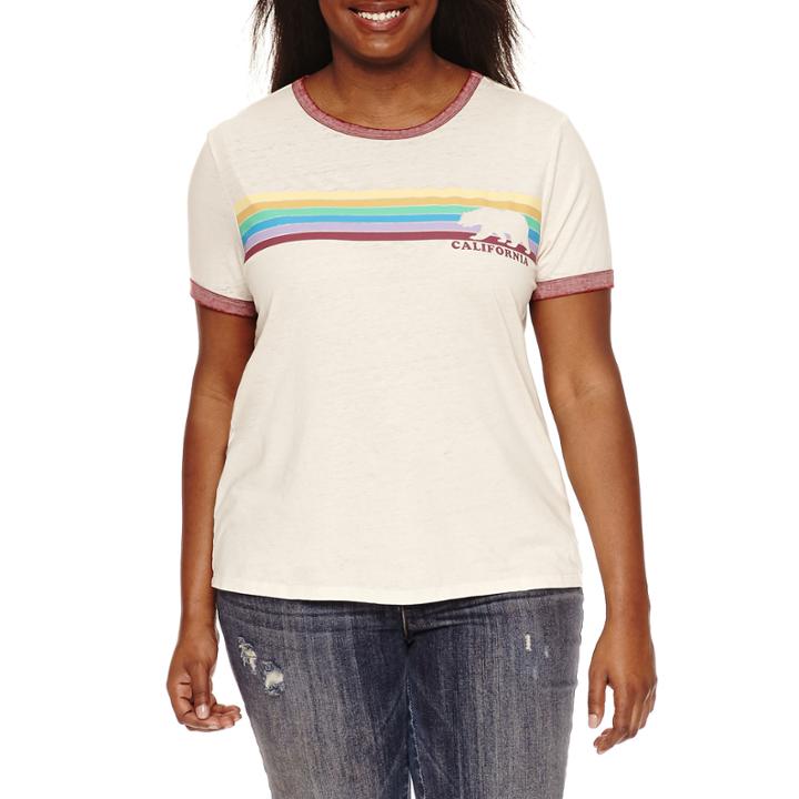 Short Sleeve Burnout Ringer Crew Neck Graphic T-shirt