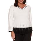 Alfred Dunner Theater District 3/4 Sleeve Split Crew Neck Pullover Sweater-plus