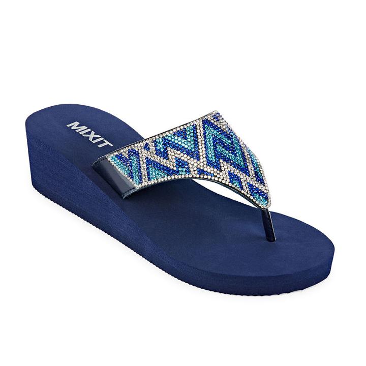 Mixit Embellished Shield Wedge Flip-flops