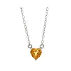 Genuine Citrine Sterling Silver Heart Pendant Necklace