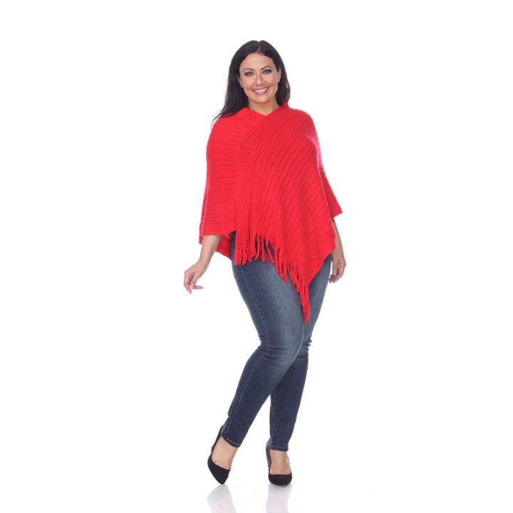 White Mark 'meera' Fringe Poncho - Plus