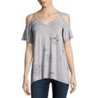 A.n.a Short Sleeve V Neck Floral T-shirt-womens