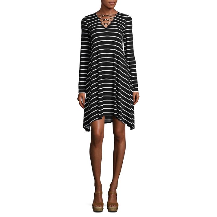 A.n.a 3/4 Slv Criss Cross Swing Dress 3/4 Sleeve Swing Dresses