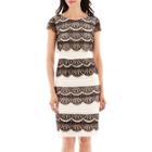 Melrose Short-sleeve Lace-overlay Shutter-pleat Dress