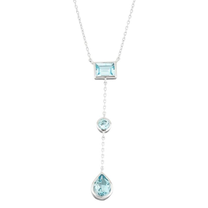 Genuine Blue Topaz Sterling Silver Triple Drop Y Necklace