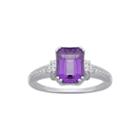 Genuine Amethyst And Diamond-accent 10k White Gold Ring