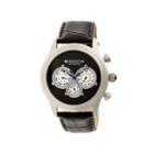Heritor Automatic Earnhardt Mens Leather Day & Date-silver/black Watches