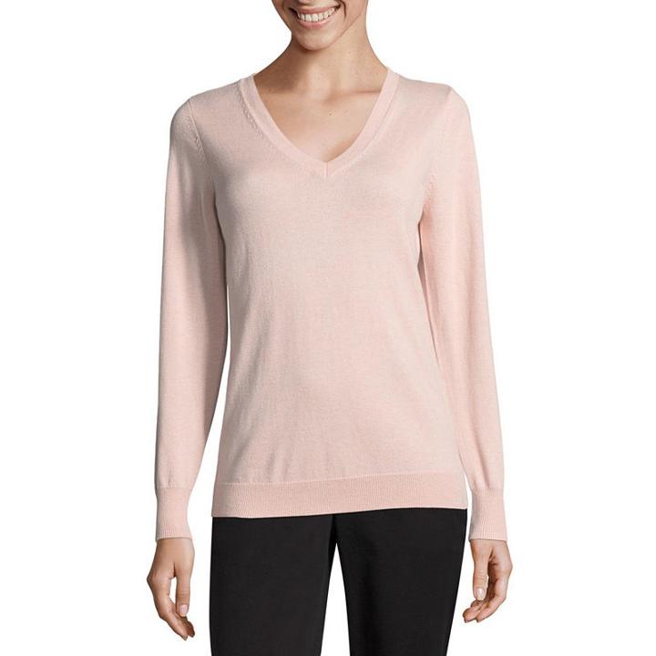 Worthington Long Sleeve V-neck Sweater - Tall