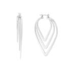 Liz Claiborne Silver-tone Triple Pointed Hoop Earrings