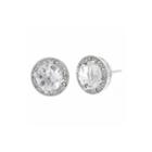Genuine White Topaz And Lab-created White Sapphire Round Sterling Silver Stud Earrings