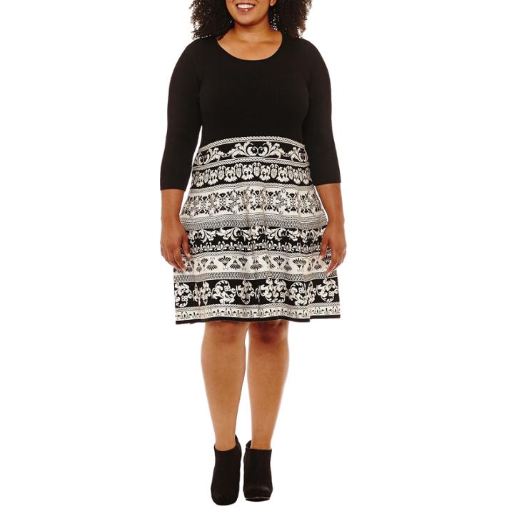 Sandra Darren 3/4 Sleeve Sweater Dress-plus