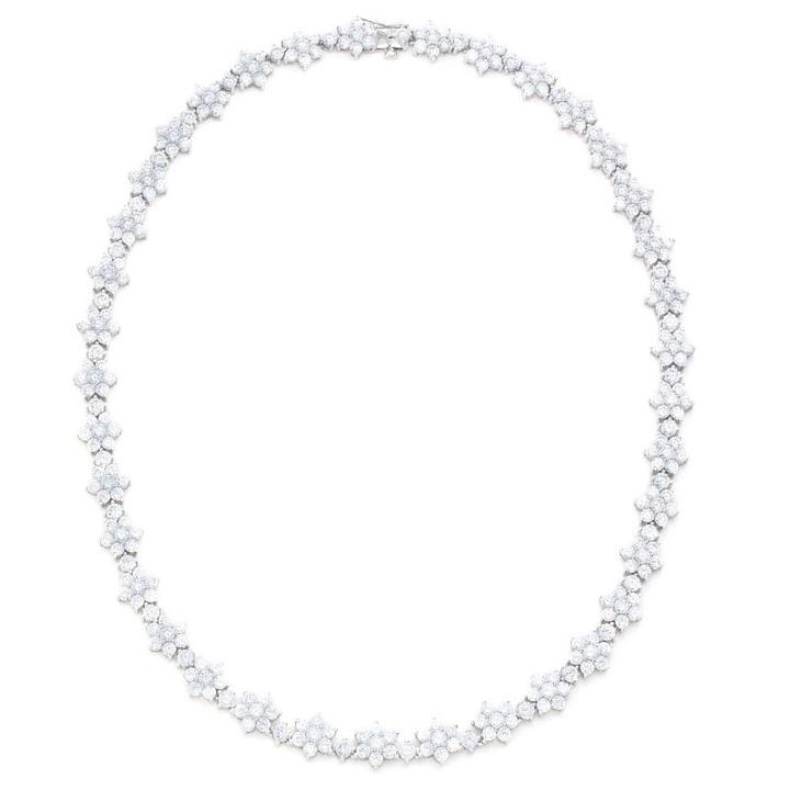 Diamonart Womens 16 1/2 Inch White Cubic Zirconia Sterling Silver Link Necklace