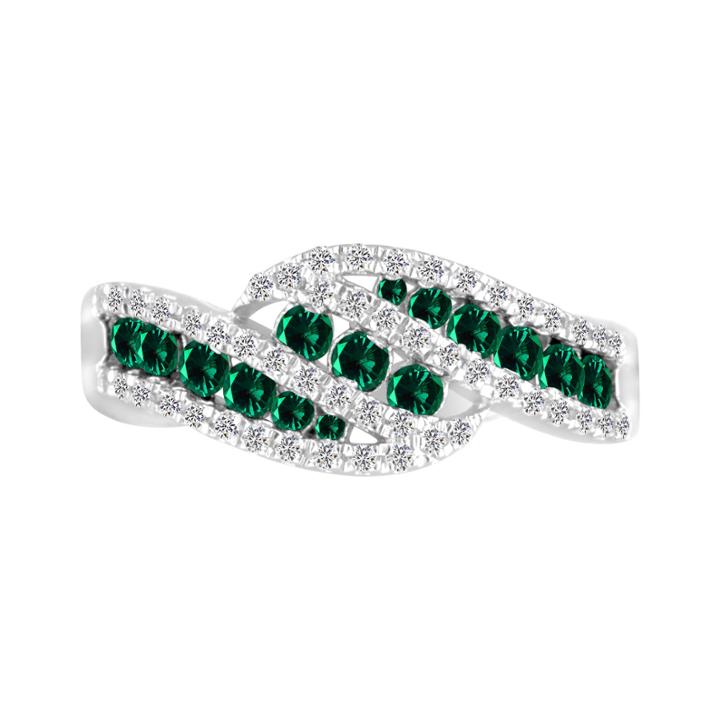Sterling Silver Lab Created Emerald & Lab Created White Sapphire Ring