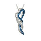 1/4 Ct. T.w. White And Color-enhanced Blue Diamond Heart Pendant Necklace