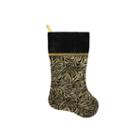 20 Black And Gold Metallic Zebra Print Christmas Stocking With Shadow Velveteen Cuff