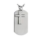 Mens Stainless Steel Moveable Cross Dog Tag Pendant Necklace