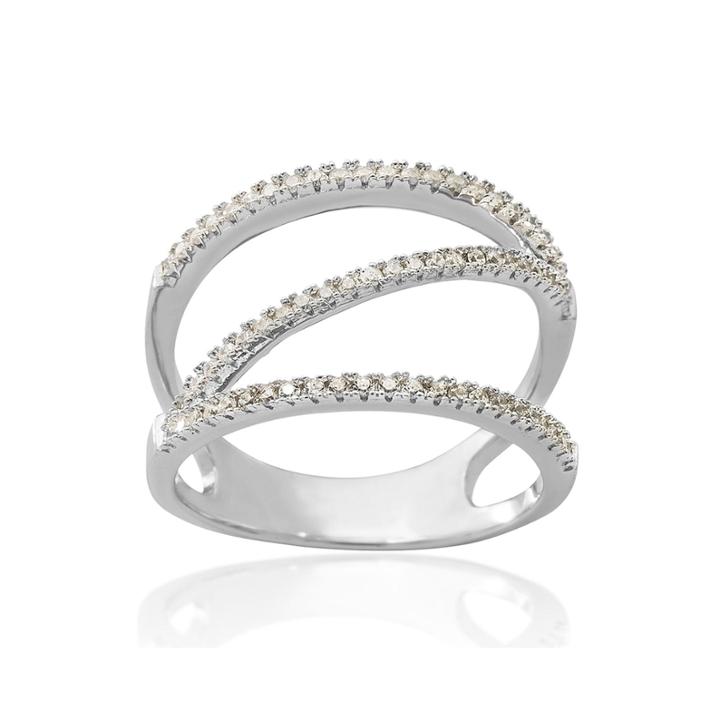 Cubic Zirconia Sterling Silver Zig-zag Ring