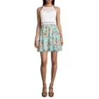 By & By Sleeveless Floral Fit & Flare Short Length Dress-juniors