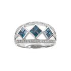 Limited Quantities 1-1/10 Ct. T.w. White And Color-enhanced Blue Diamond Ring
