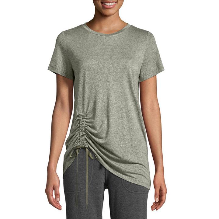 St. John's Bay Active Short Sleeve Front Cinched Top