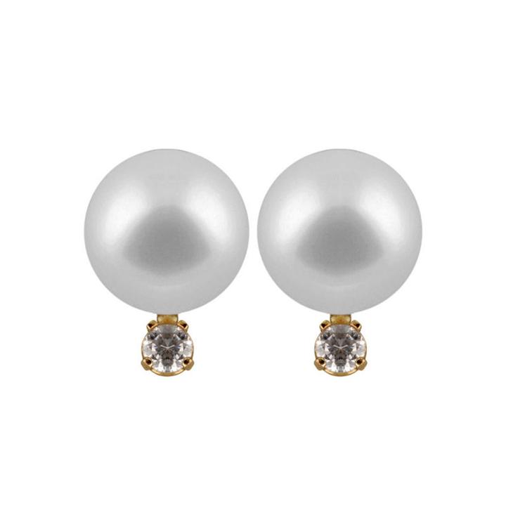 Diamond Accent Pearl 7mm Round Stud Earrings