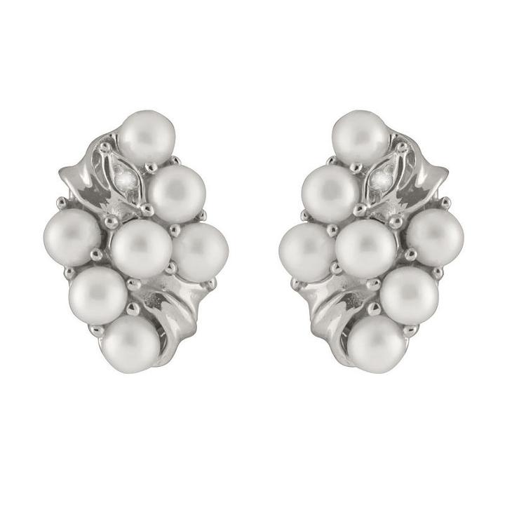 Splendid Pearls Diamond Accent White Pearl 14k Gold 15mm Stud Earrings