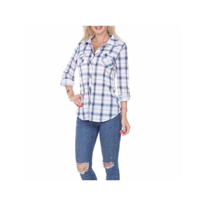 White Mark Oakley Plaid Plaid Button-front Shirt