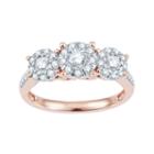 1 Ct. T.w. Diamond & 10k Rose Gold Flower Engagement Ring