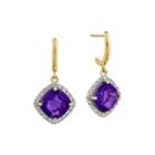 1/5 Ct. T.w. Diamond And Genuine Amethyst 14k Yellow Gold Halo Earrings