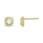 Petite Lux&trade; Cubic Zirconia 10k Yellow Gold Halo Stud Earrings