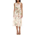 Jessica Howard Sleeveless Pleat Neck Floral Fit And Flare Dress