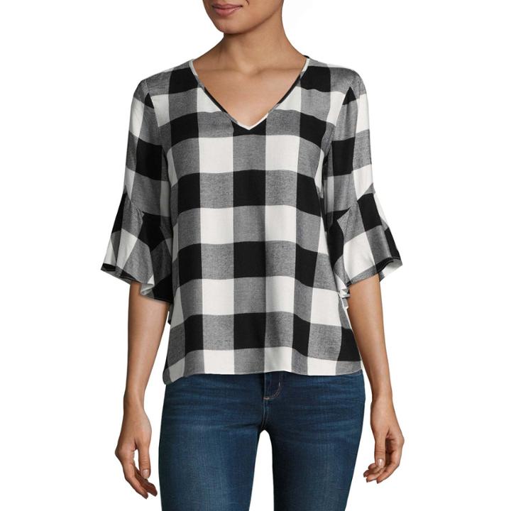A.n.a Belle Sleeve Plaid Shirt