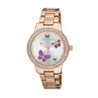 Laura Ashley Ladies Rose Gold Band Purple Butterfly Stone Bezel Watch La31015rg