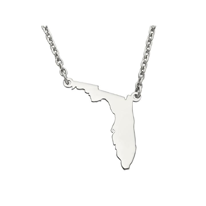 Personalized Sterling Silver Florida Pendant Necklace