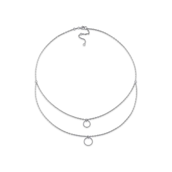 1/10 Ct. T.w. Diamond Sterling Silver Double Strand Pendant Necklace