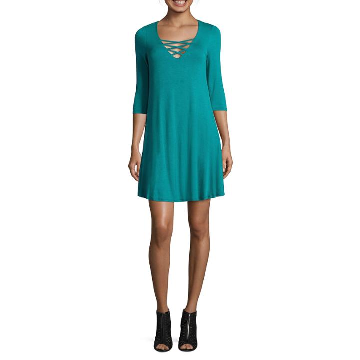 Heart N Soul Elbow Sleeve Swing Dresses-juniors