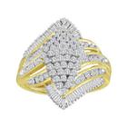 1 Ct. T.w. Diamond Cluster 14k Yellow Gold Over Sterling Silver Ring