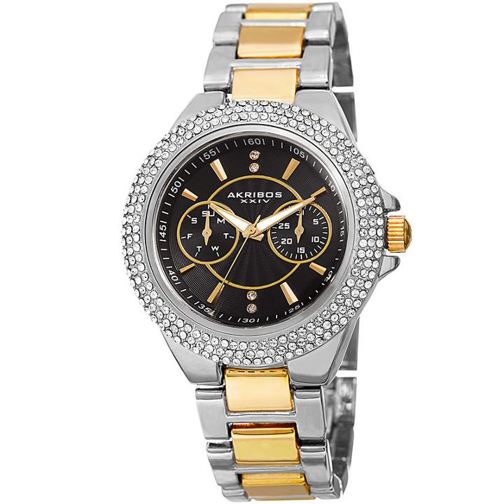 Akribos Xxiv Womens Two Tone Strap Watch-a-789ttgb