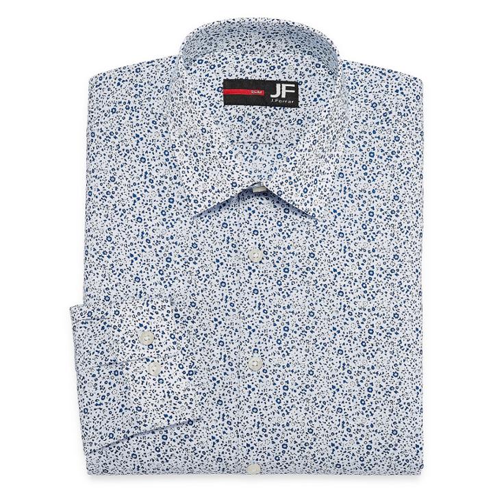 J.ferrar Long Sleeve Broadcloth Pattern Dress Shirt - Slim