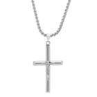 Steeltime Mens Stainless Steel Cruifix Cross Pendant Necklace