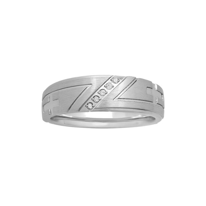 Mens Diamond-accent Cross Stainless Steel 8mm Wedding Band