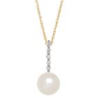 Certified Sofia&trade; Cultured Freshwater Pearl & Diamond Accent 10k Yellow Gold Pendant