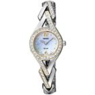 Seiko Womens Two-tone Crystal Accent Mother-of-pearl Solar Watch Sup174