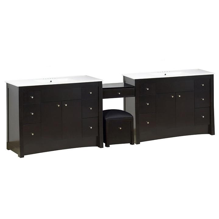 117.25-in. W Floor Mount Distressed Antique Walnutvanity Set For 3h4-in. Drilling
