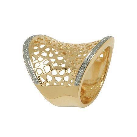 14k Gold Over Silver Diamond-accent Concave Ring