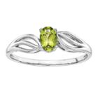 Womens Genuine Peridot Green Sterling Silver Solitaire Ring