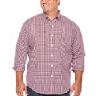 Izod Premium Essential Wovens Long Sleeve Gingham Button-front Shirt-big And Tall