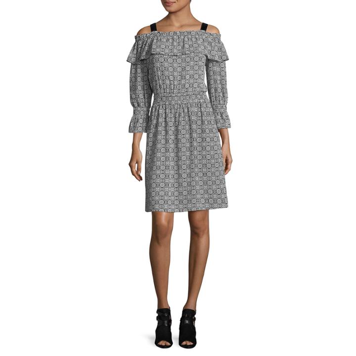 Libby Edelman Long Sleeve Smock Waist Dress