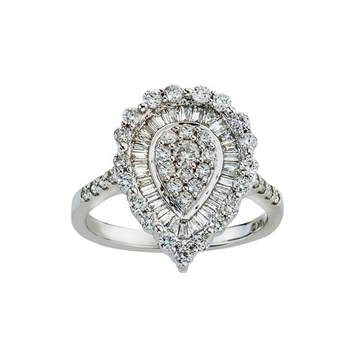 1 Ct. T.w. Diamond 14k White Gold Pear-shaped Ring